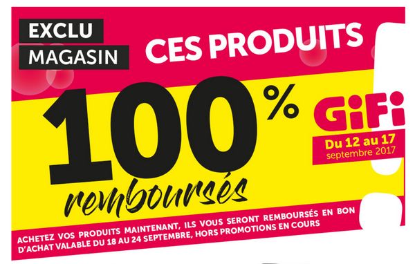 Gifi produits 100 remboursés en bon dachat