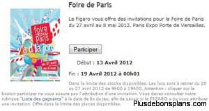 gagner invitations gratuites foire de paris 2012