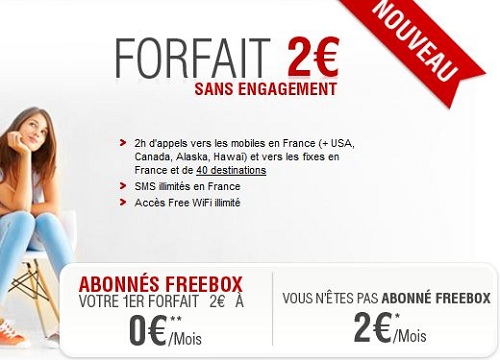 changement forfait free mobile 2 euros