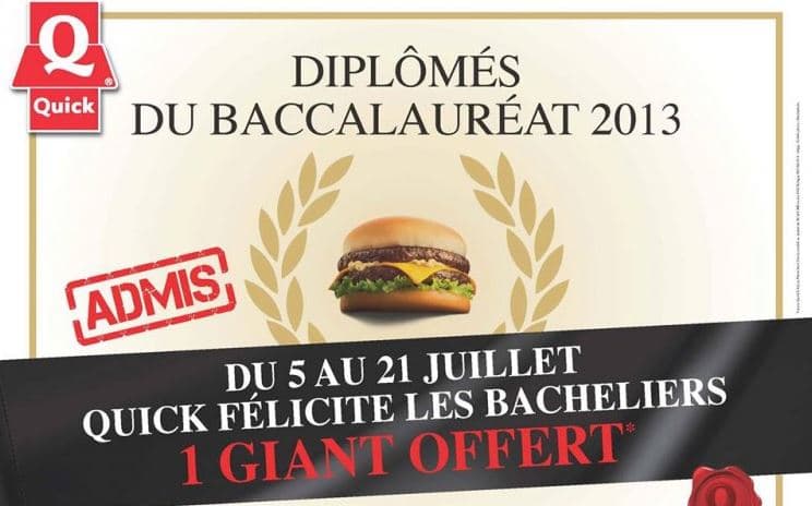 giant offert par quick aux bacheliers 2013