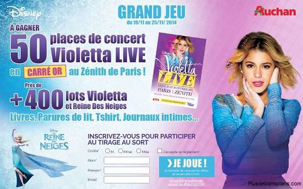 jeu auchan violetta places concert offertes
