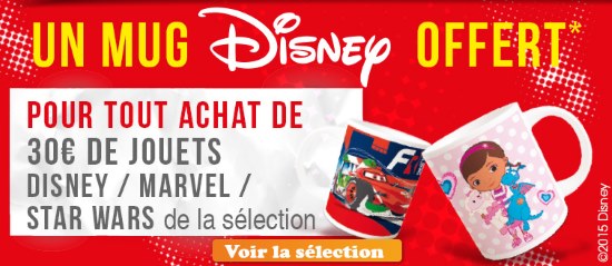 1 mug Disney offert pour 30 € d'achats de jouets dans une sélection chez King Jouet