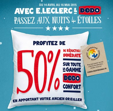 50% de réduction sur la gamme Dodo Confort chez Leclerc