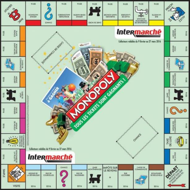 plateau de jeu monopoly intermarché 2016