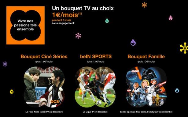 orange tv bouquet au choix pour 1 euro