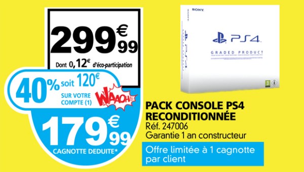 réduction 40% sur la PS4 chez Auchan