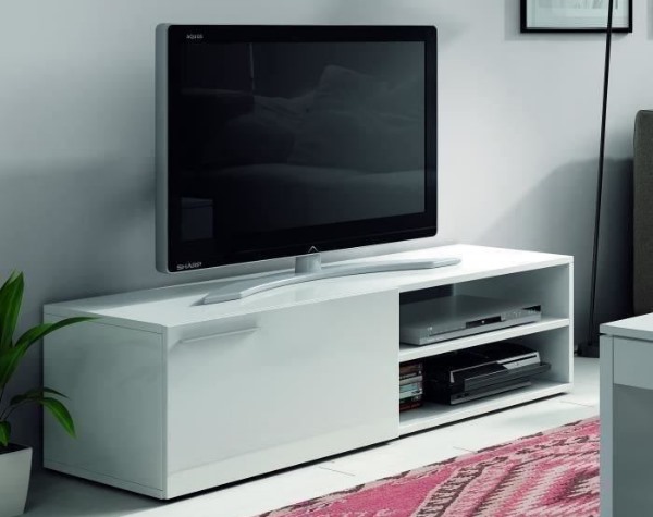 meuble TV blanc brillant, à 49,99 € au lieu de 249 € sur Cdiscount