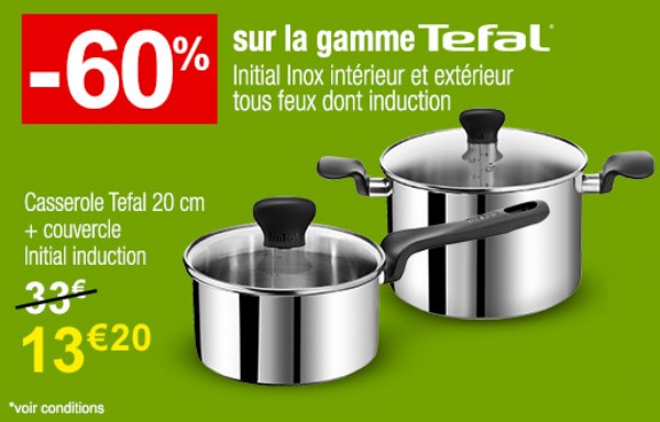 réduction de 60 % sur la gamme Tefal sur Auchan.fr