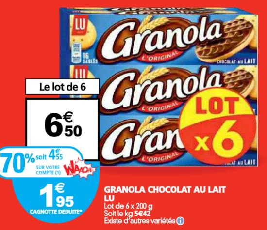 6 paquets de Granola à 1,95 €