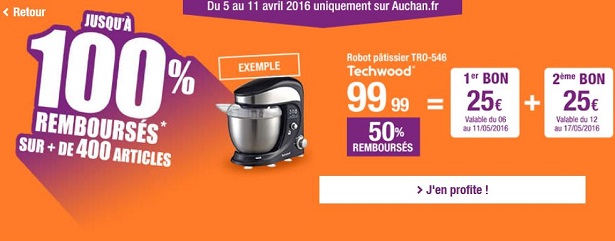 400 produits jusqu'à 100% remboursé sur Auchan