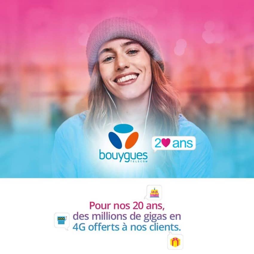 Promotions et cadeaux pour les 20 ans de Bouygues Telecom