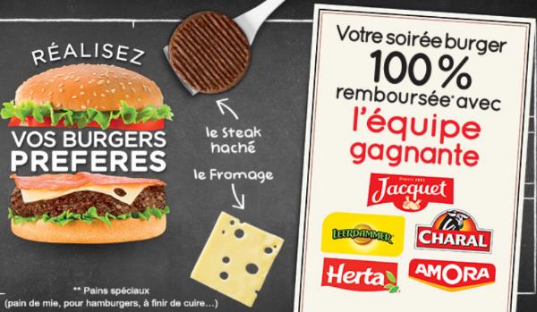 remboursement intégral de votre soirée burger grâce à Jacquet et 4 autres marques partenaires