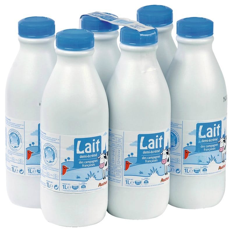 6 litres de lait pour 2.34 € chez Auchan