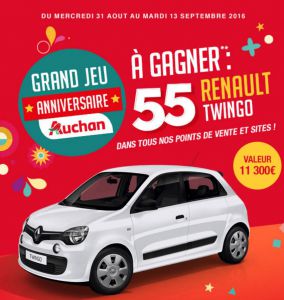 55 Twingo Renault chez Auchan jusqu'au 16 septembre