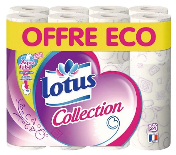 24 rouleaux de papier toilette Lotus à 3,29 € au lieu de 6,59 € chez Auchan