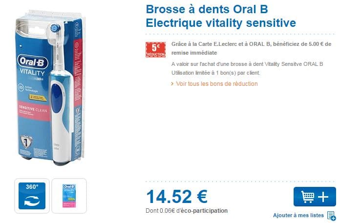 Leclerc Brosse A Dents Oral B Vitality Sensitive Pour Meme Pas 10