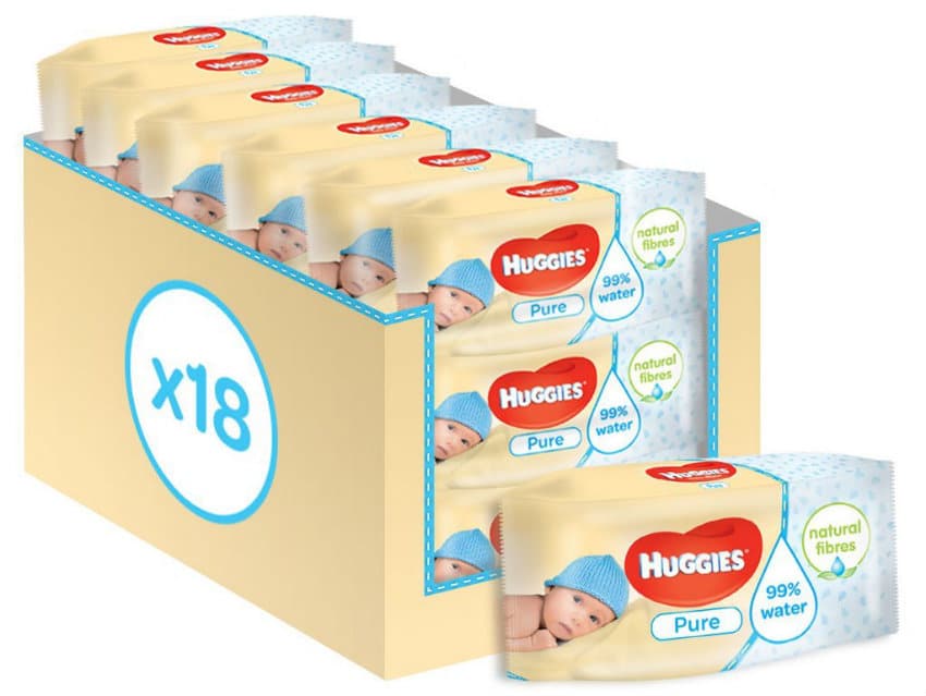 18 packs de 56 lingettes huggies pure pas chers amazon