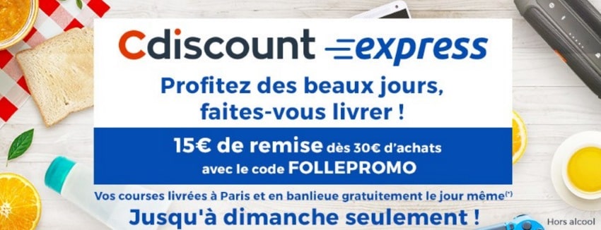 15 € de réduction dès 30 € d’achat avec Cdiscount Express