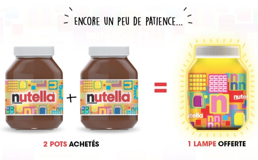 Lampe Nutella offerte pour 2 pots de pâte à tartiner achetés
