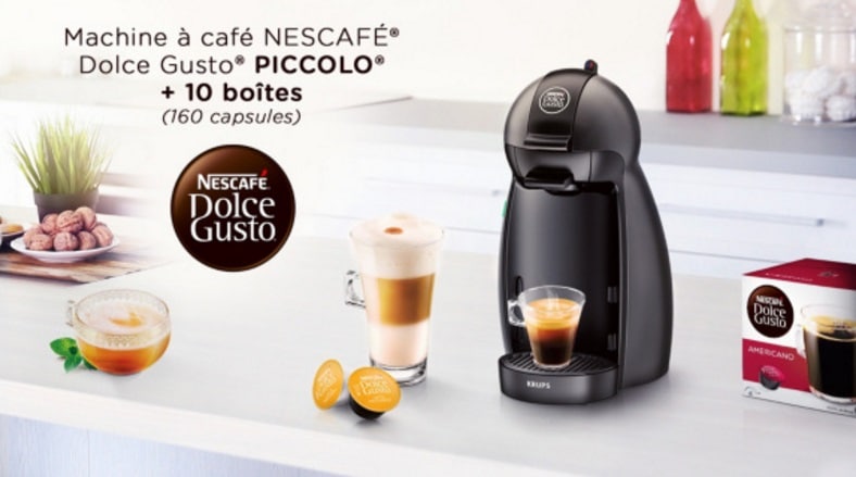 Machine à café Nescafé Dolce Gusto Piccolo + 160 capsules à 49 € sur vente-privee.com