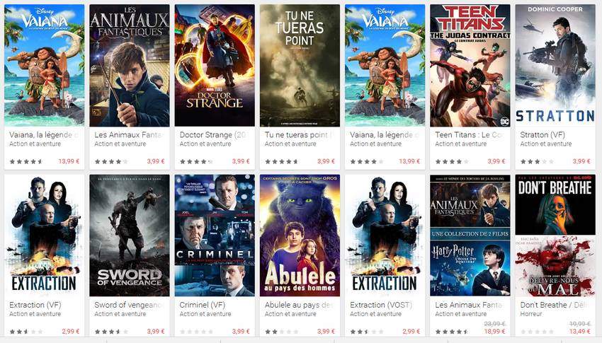 5€ de réduction sur une sélection de films sur Google Play