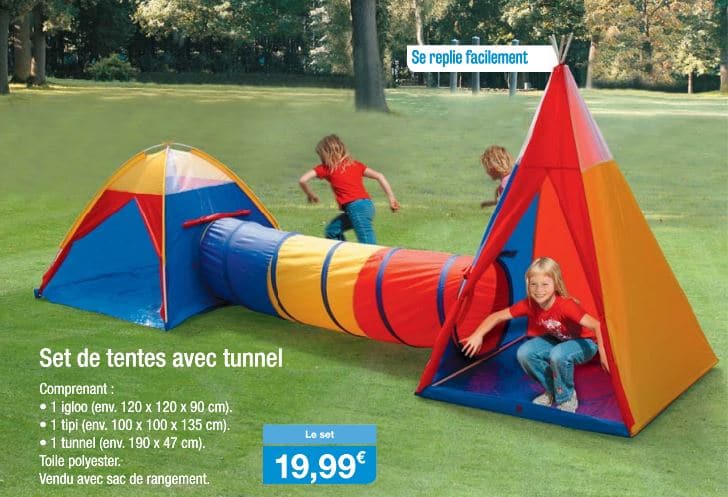 Set de tentes avec tunnel à moins de 20€ chez Aldi