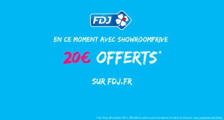 20€ offerts pour jouer sur FDJ.fr grâce à Showroomprivé