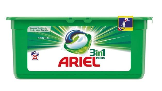 Boite de 25 doses de lessive Ariel 3 en 1 pas chère