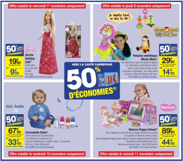 50 % d’économies sur une sélection de jouets avec la carte de fidélité Carrefour