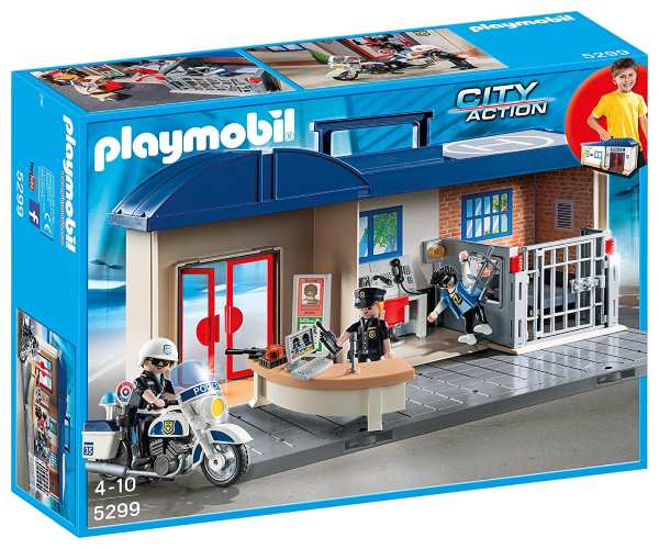 Coffret Playmobil 5299 commissariat de police transportable pas cher chez Carrefour Market