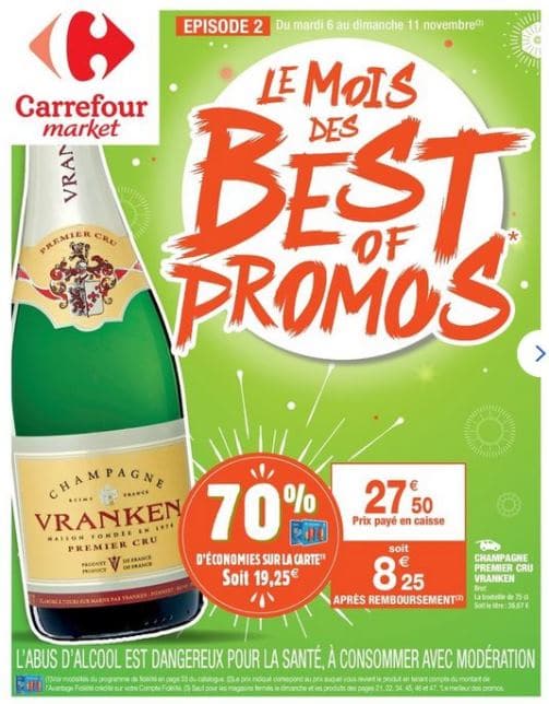Champagne Vranken premier cru pas cher à - 70 % chez Carrefour Market