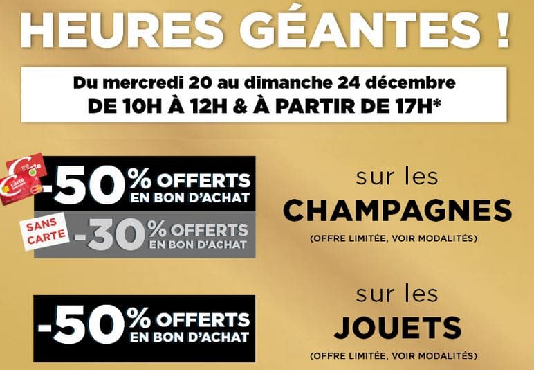 Champagnes et jouets moins chers chez Géant Casino