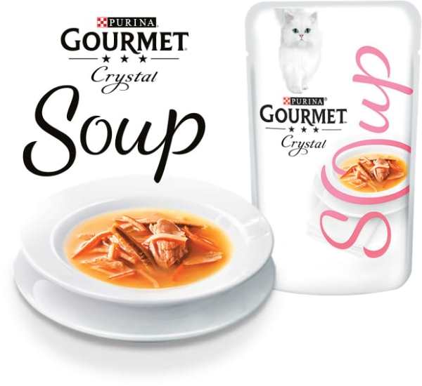 7 500 lots de 2 sachets Gourmet Crystal Soup Bouillon pour chats Purina gratuits