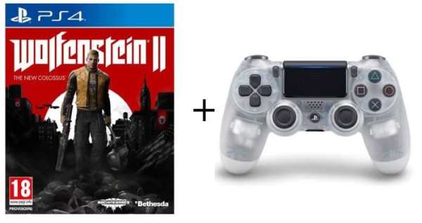 Ensemble manette DS4 Crystal + jeu Wolfenstein Colossus pour PS4 à 59,99 € sur Cdiscount