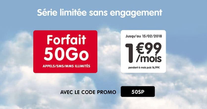 Forfait NRj Mobile 50 Go pas cher à 1.99 €