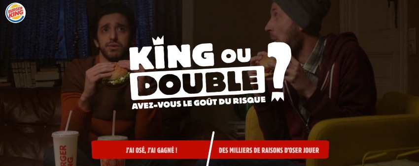 3 614 000 lots à gagner avec le jeu King ou Double 100 % gagnant chez Burger King