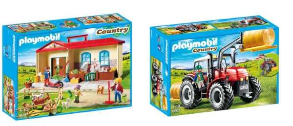 La ferme Playmobil transportable à 24,99 € et le grand tracteur à 19,99 € sur la Fnac