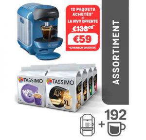 Machine à expresso Vivy offerte pour l’achat de 12 paquets de capsules à 47,20 € sur Tassimo