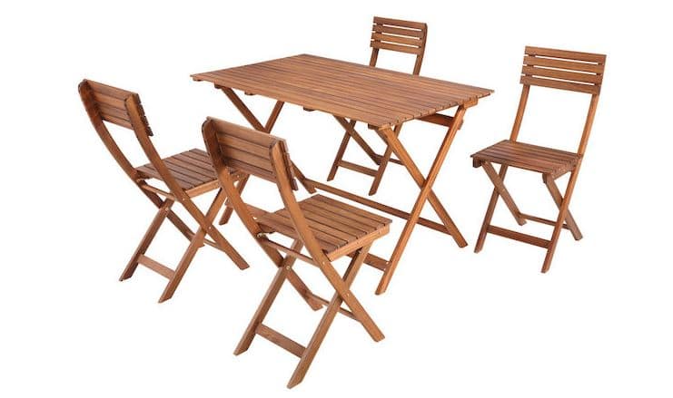 Soldes Carrefour hiver 2019 sur l'ensemble 1 table + 4 chaises en acacia