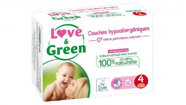 Couches hypoallergéniques Love & Green à 5,44 € via remise fidélité chez Carrefour