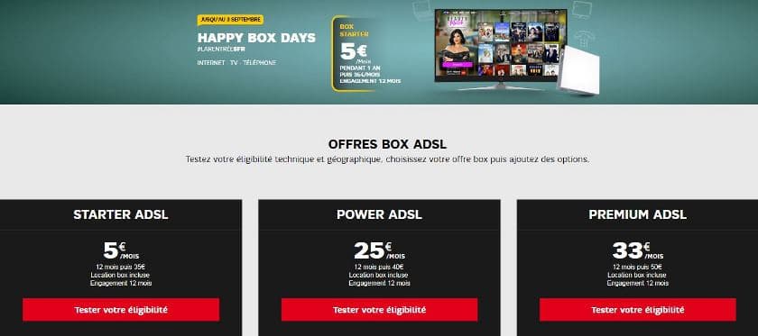 Box Internet Starter ADSL à 5 € par mois pendant un an avec SFR