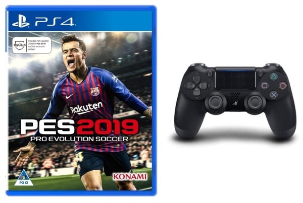Manette DualShock 4 pour PS4 + jeu PES 2019 à 70 € chez Auchan