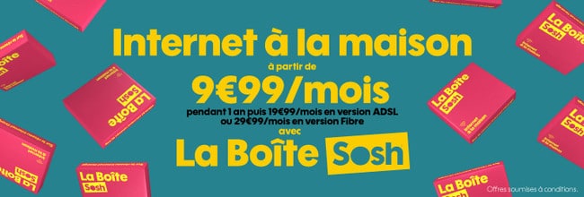 Box Internet ADSL ou Fibre à partir de 9,99 € par mois pendant un an avec Sosh