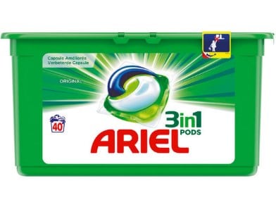 Lessive en capsules Ariel 3en1 Pods (40 lavages) à 2,80 € chez Carrefour
