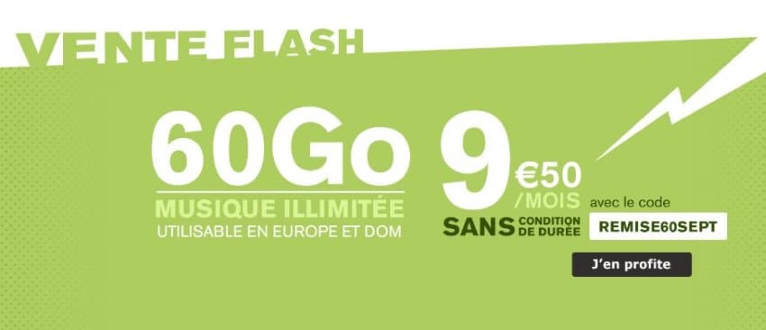 Forfait 60 Go à 9,50 € par mois à vie (sans engagement) avec La Poste Mobile