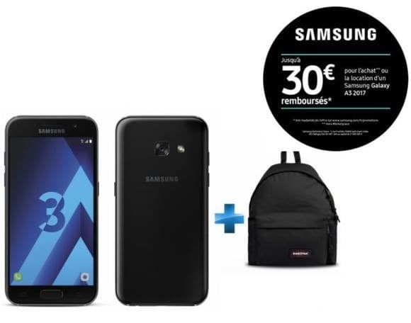 Pack Samsung Galaxy A3 + sac à dos Eastpack à 169 € sur Rue du Commerce