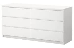 Commode Malm 6 tiroirs blanche moins chère à 99 € chez Ikea
