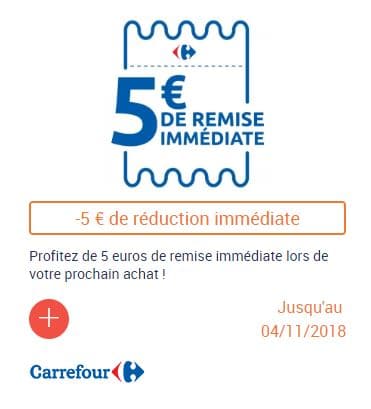 Bon de réduction Carrefour de 5 € à charger sur votre carte fidélité