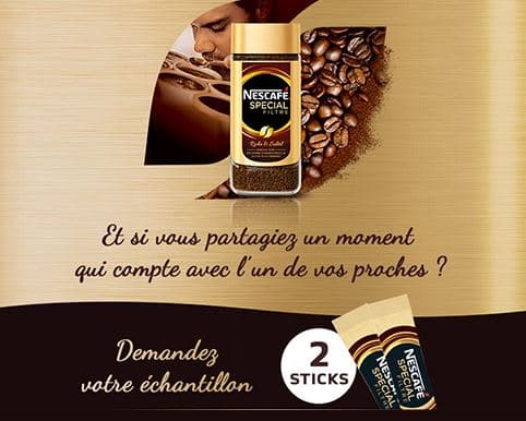 50 000 échantillons gratuits de café soluble Nescafé Spécial Filtre avec Nestlé Croquons la Vie