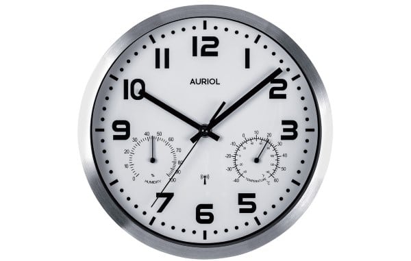 Horloge murale Auriol avec température et hygrométrie à 7,99 € chez Lidl